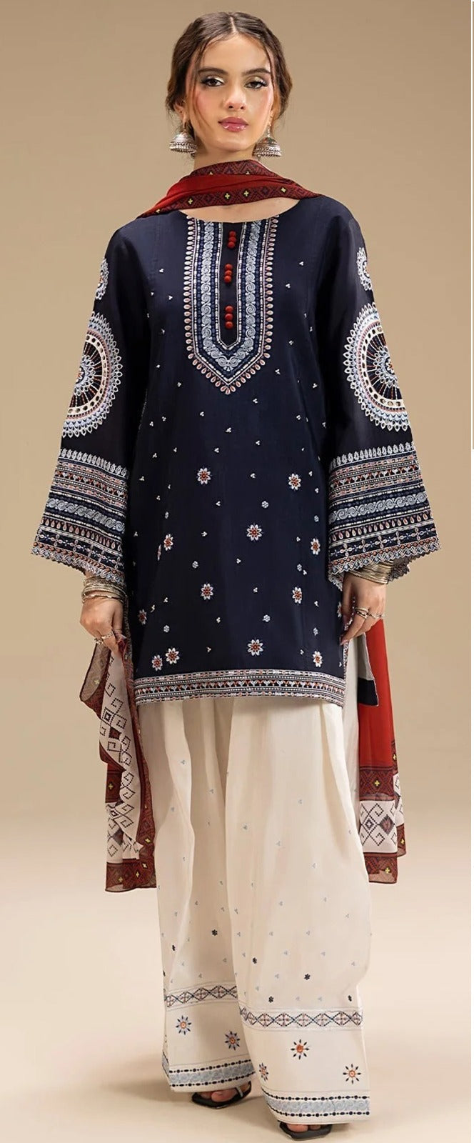 3PC Unstitched Lawn Embroidered Suit