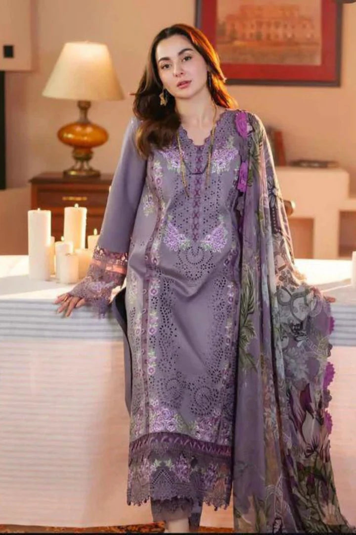 Clossy Dhank Suit with Heavy Neck Embroidery