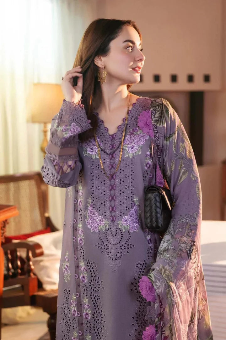 Clossy Dhank Suit with Heavy Neck Embroidery