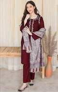 3PC Embroidered Dhanak with Print Shawl