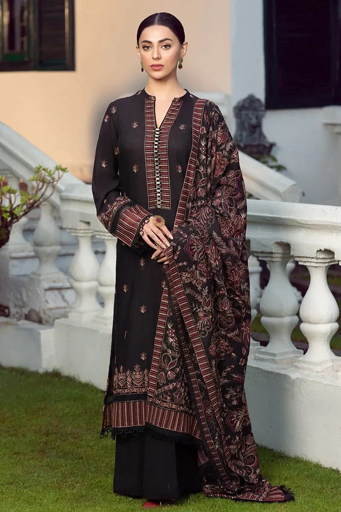 3PC Unstitched Dhanak Embroidered Suit with Dhanak Shawl Embroidered