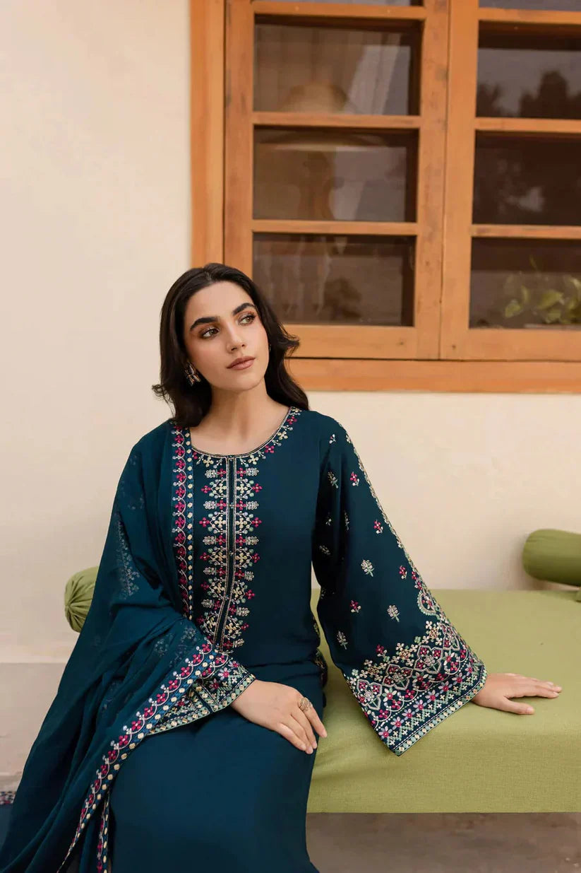 3PC Unstitched Lawn Embroidered Suit