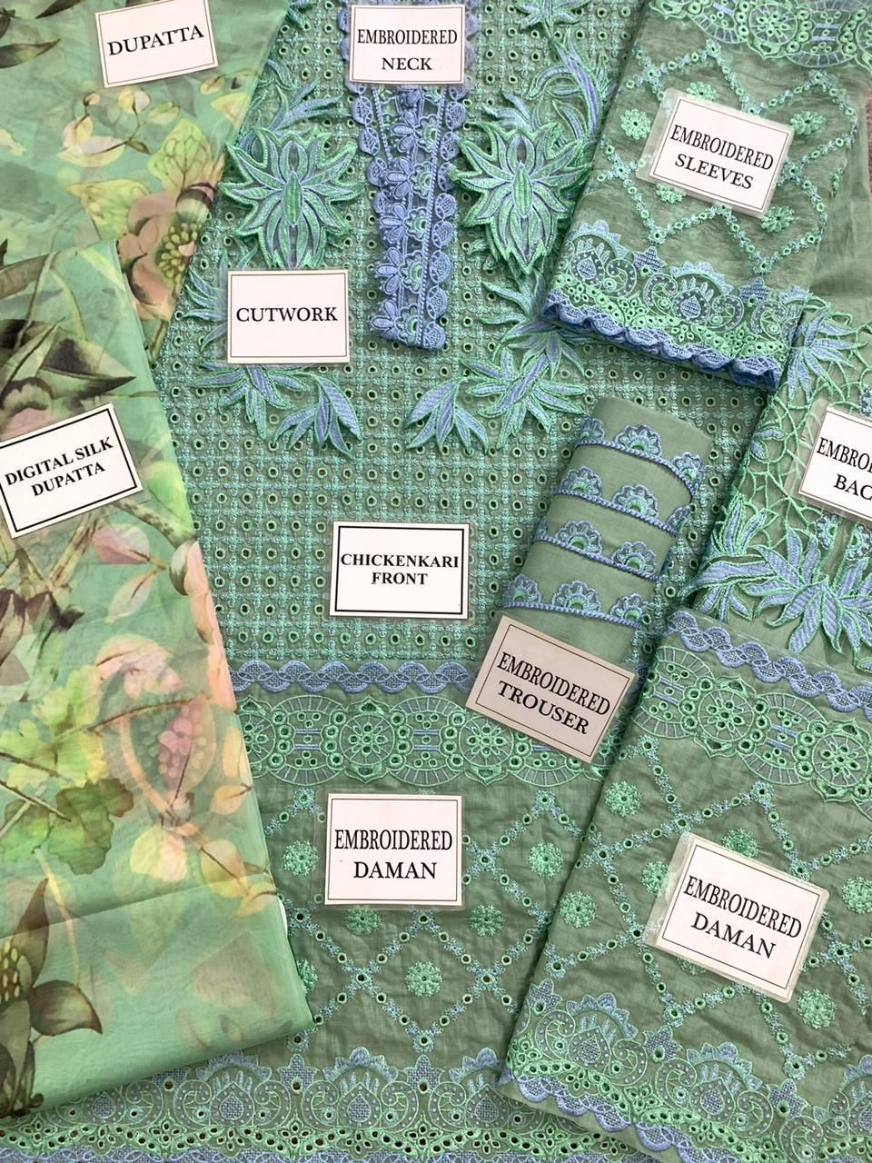 3PC EMBROIDERED LAWN DRESS WITH SILK DUPATTA