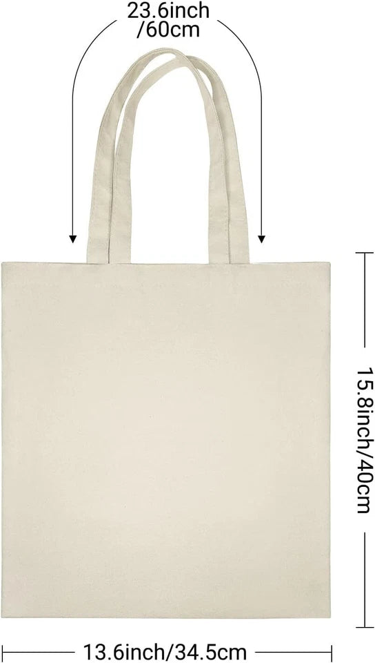 Pack of 3 Plain Canvas Tote Bags | 100% Eco-Friendly Reusable Shoulder Bag | Ideal for Shopping, College & DIY